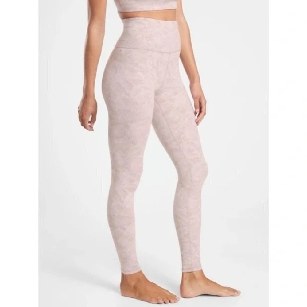 Athleta Elation Textured Tight Small Frosted Floral Velvety Pink Iceland Size XS